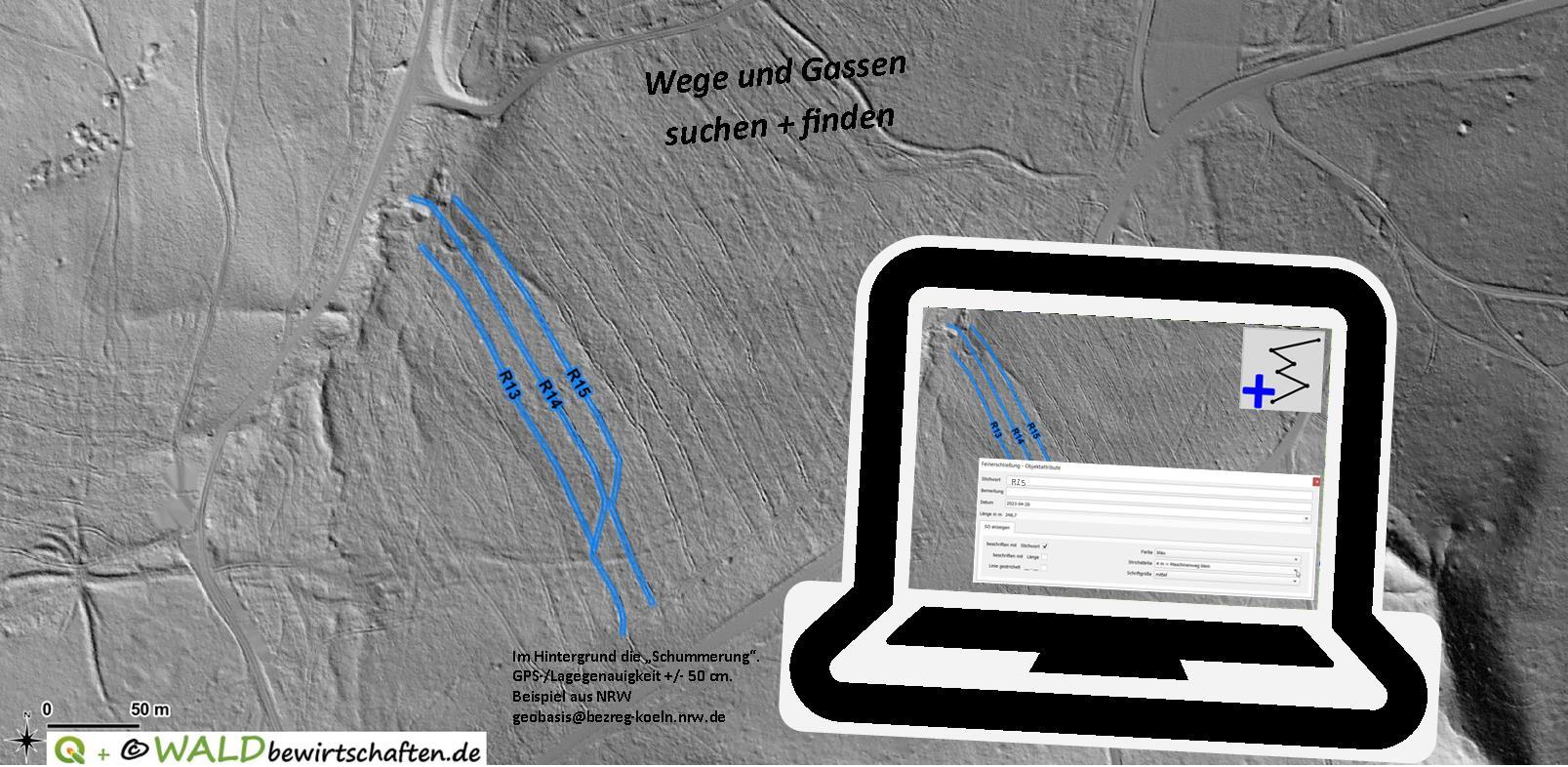 Gassen und Wege am PC über dem amtlichen Produkt Schummerung kartieren